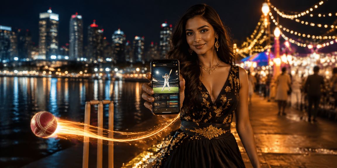 Night market in India with cricket betting activity